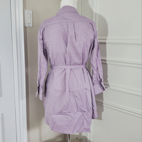 New American Apparel Belted Chamblay Lilac Shirt Dress - Picture 14 of 14